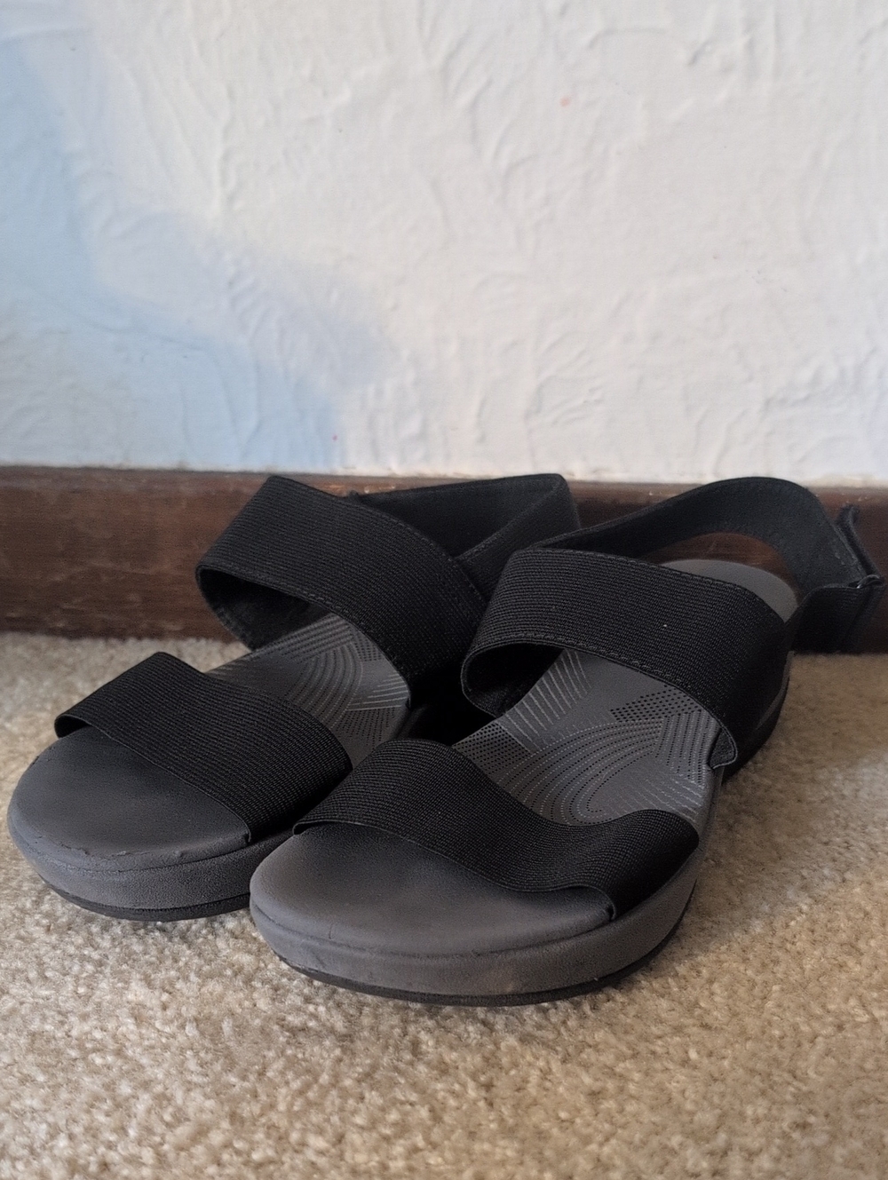 Cloudsteppers by Clarks Black Elastic Strap Sandals